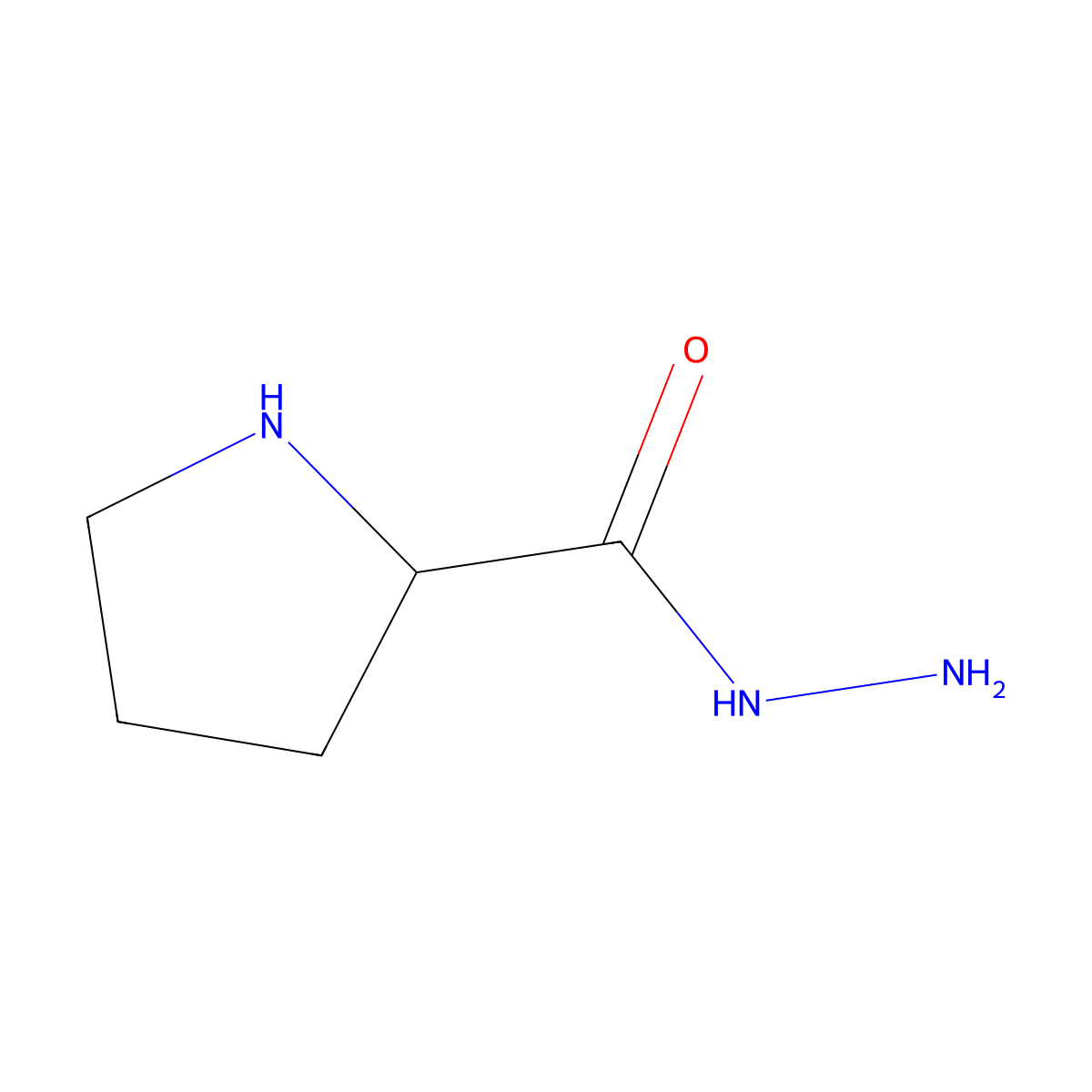 Pyrrolidine-2-carbohydrazide molecular structure, CAS 66544-68-1
