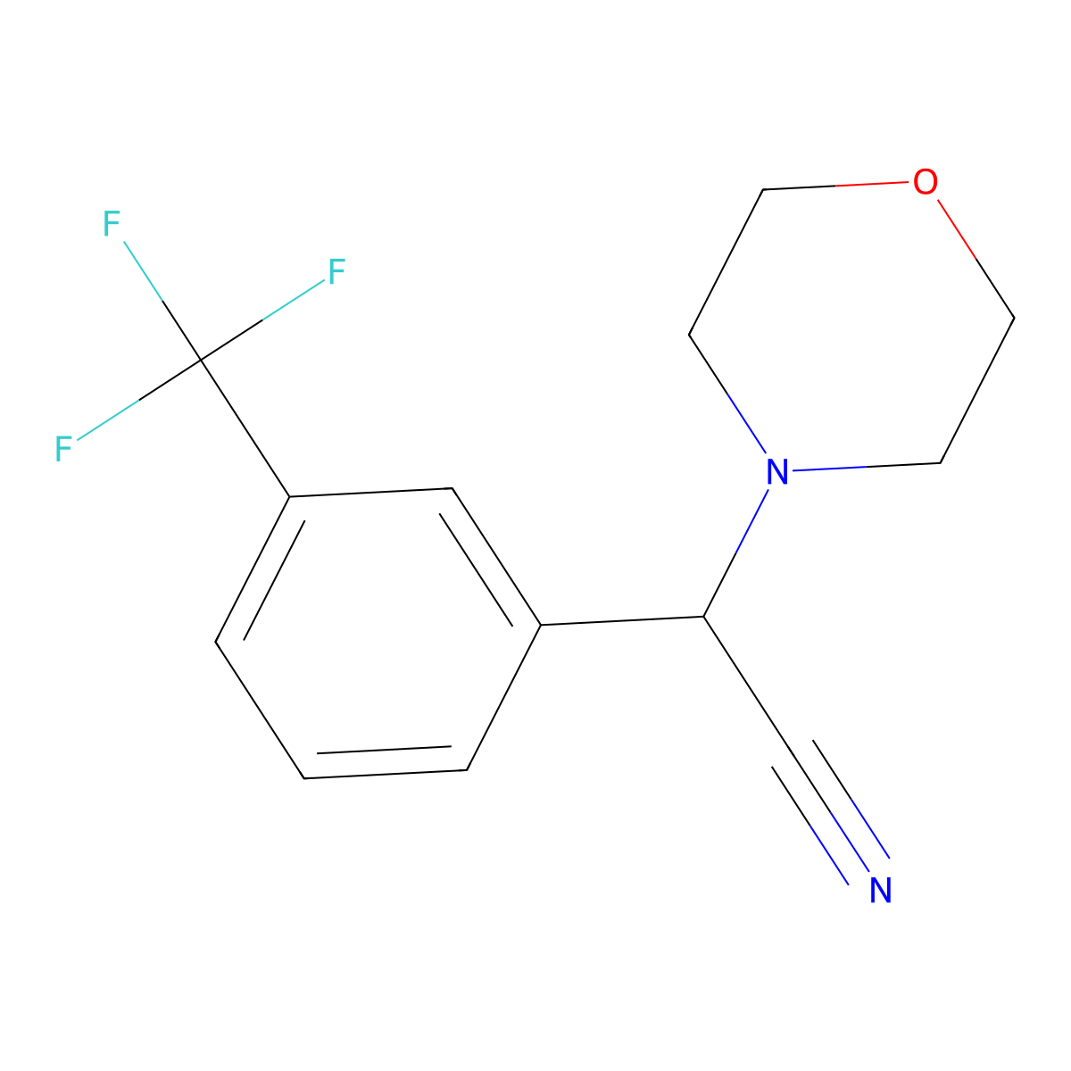 2-Morpholino-2-[3-(trifluoromethyl)phenyl]acetonitrile molecular structure, CAS 66548-59-2