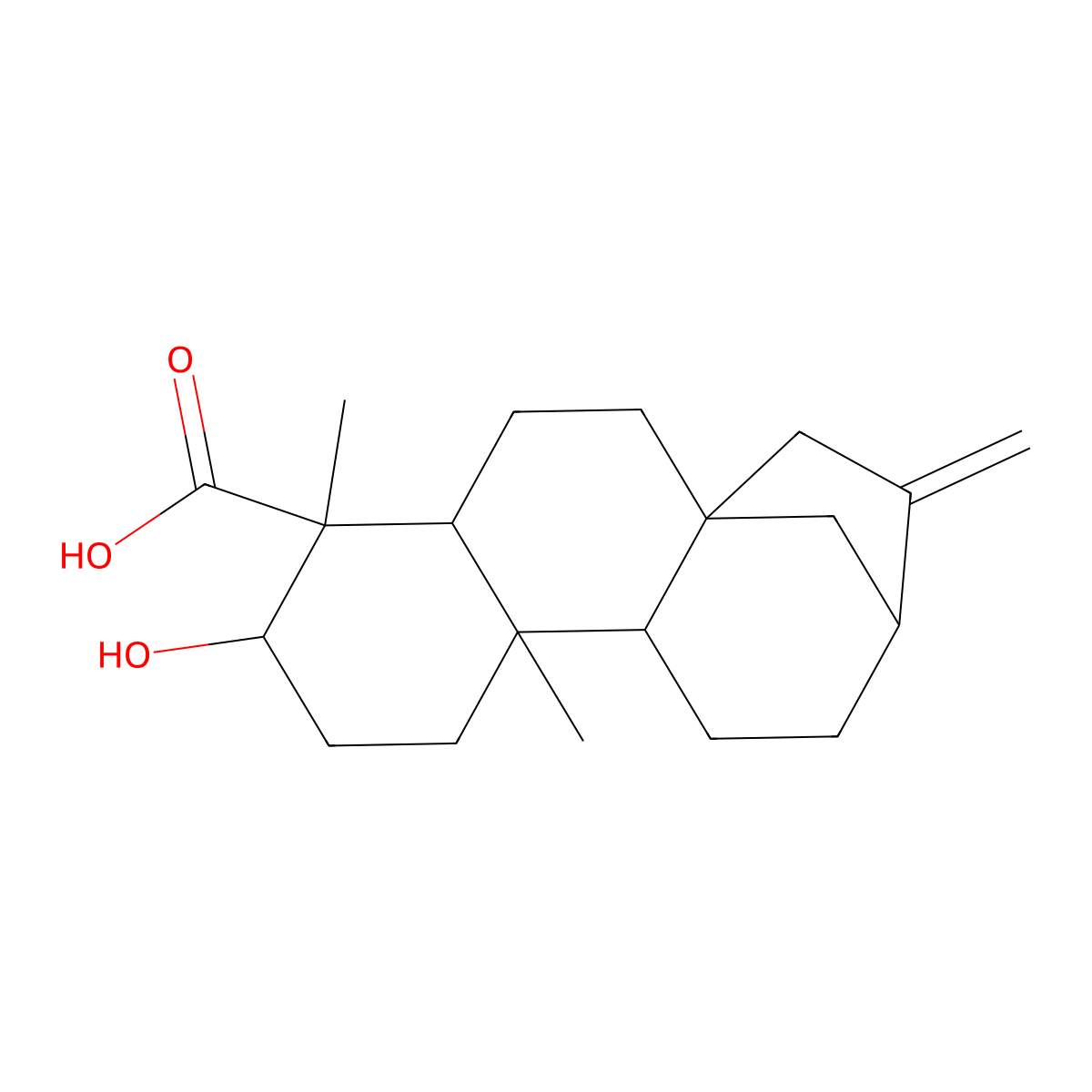 6-Hydroxy-5,9-dimethyl-14-methylidenetetracyclo[11.2.1.01,10.04,9]hexadecane-5-carboxylic acid molecular structure, CAS 66556-91-0