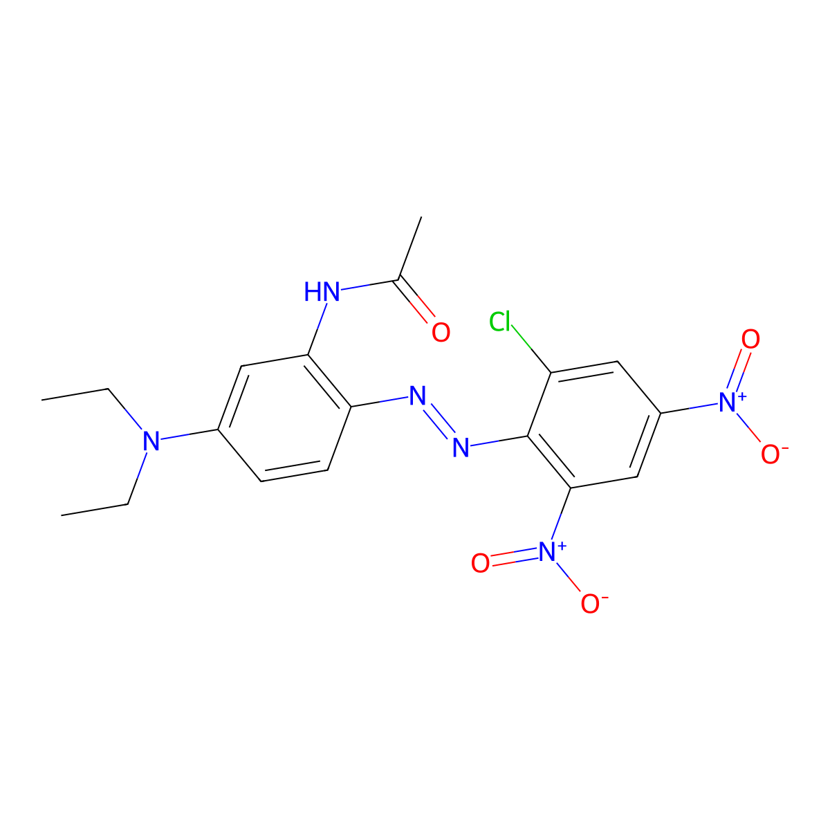 N-(2-((2-Chloro-4,6-dinitrophenyl)azo)-5-(diethylamino)phenyl)acetamide molecular structure, CAS 66557-45-7