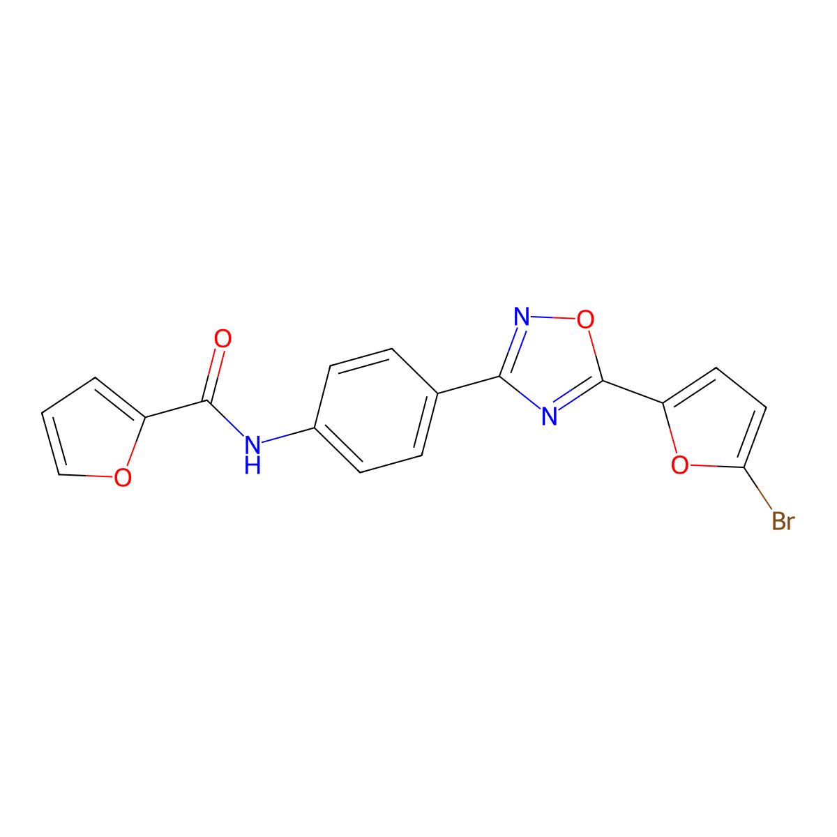N-[4-[5-(5-Bromo-2-furyl)-1,2,4-oxadiazol-3-YL]phenyl]furan-2-carboxamide molecular structure, CAS 6656-22-0