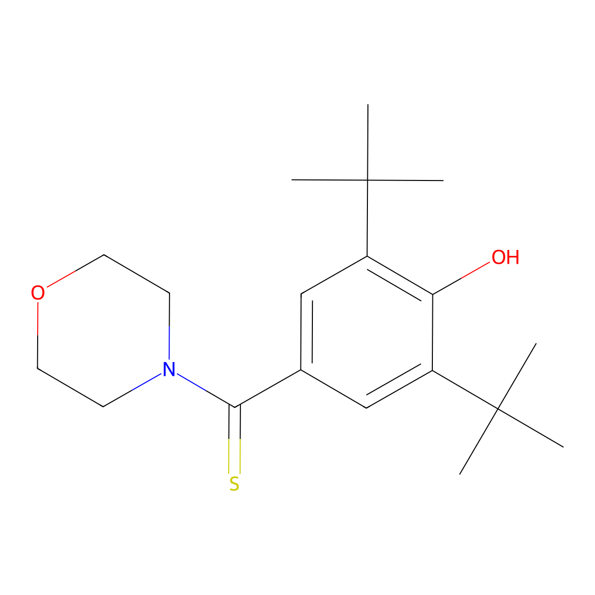 (3,5-Di-tert-butyl-4-hydroxyphenyl)(morpholin-4-yl)methanethione molecular structure, CAS 6656-86-6