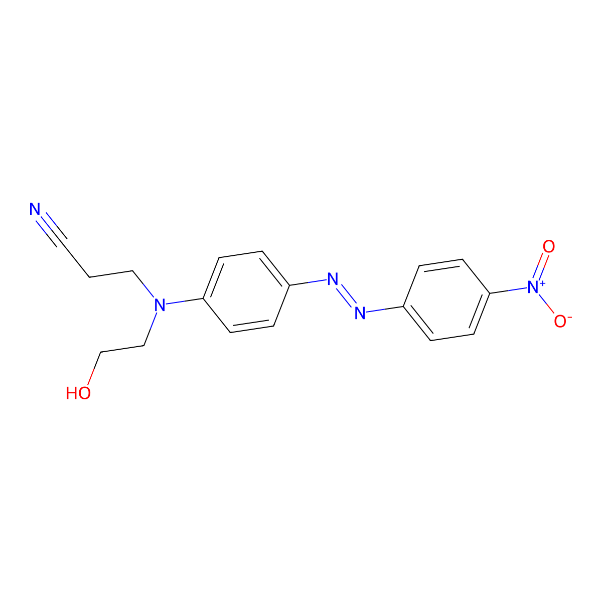 Propanenitrile, 3-((2-hydroxyethyl)(4-(2-(4-nitrophenyl)diazenyl)phenyl)amino)- molecular structure, CAS 6657-32-5