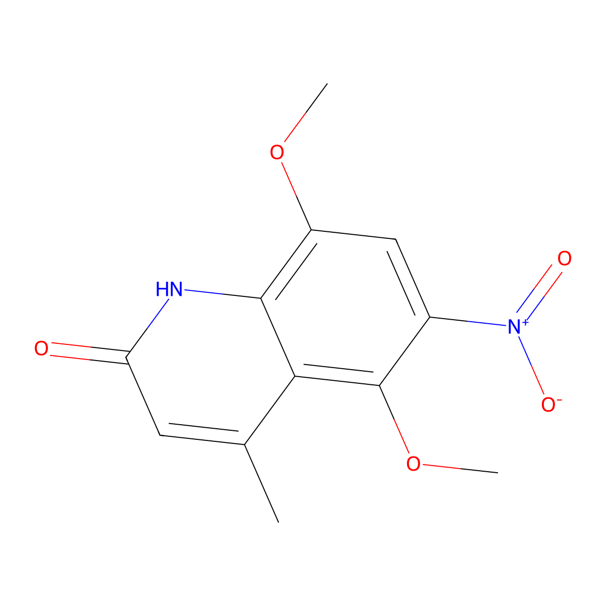 5,8-dimethoxy-4-methyl-6-nitroquinolin-2(1H)-one molecular structure, CAS 66570-46-5
