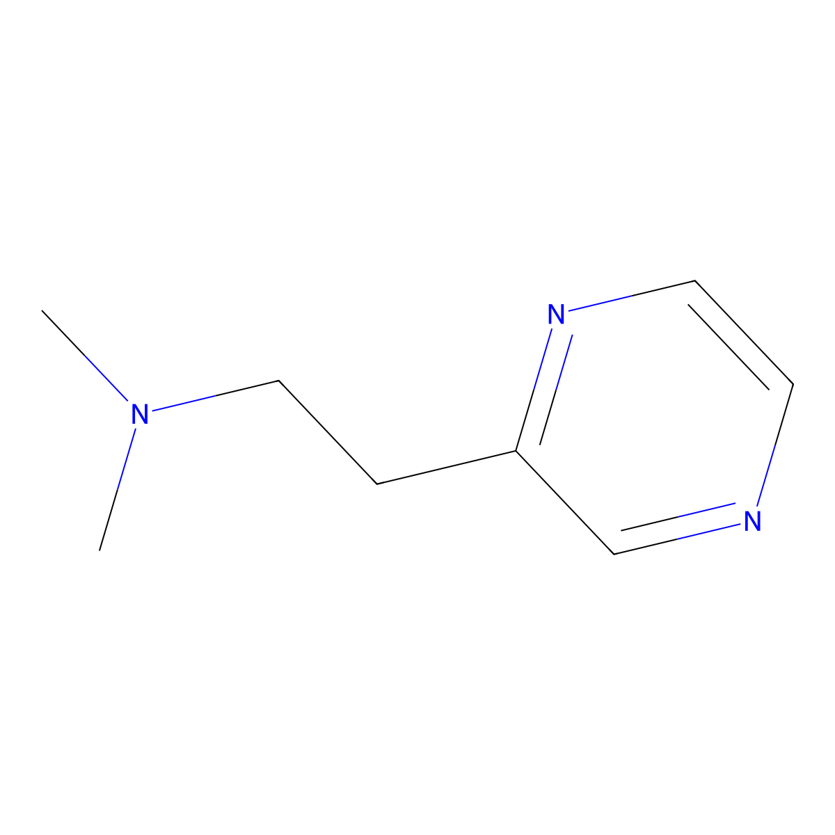 Dimethyl[2-(pyrazin-2-yl)ethyl]amine molecular structure, CAS 66580-25-4