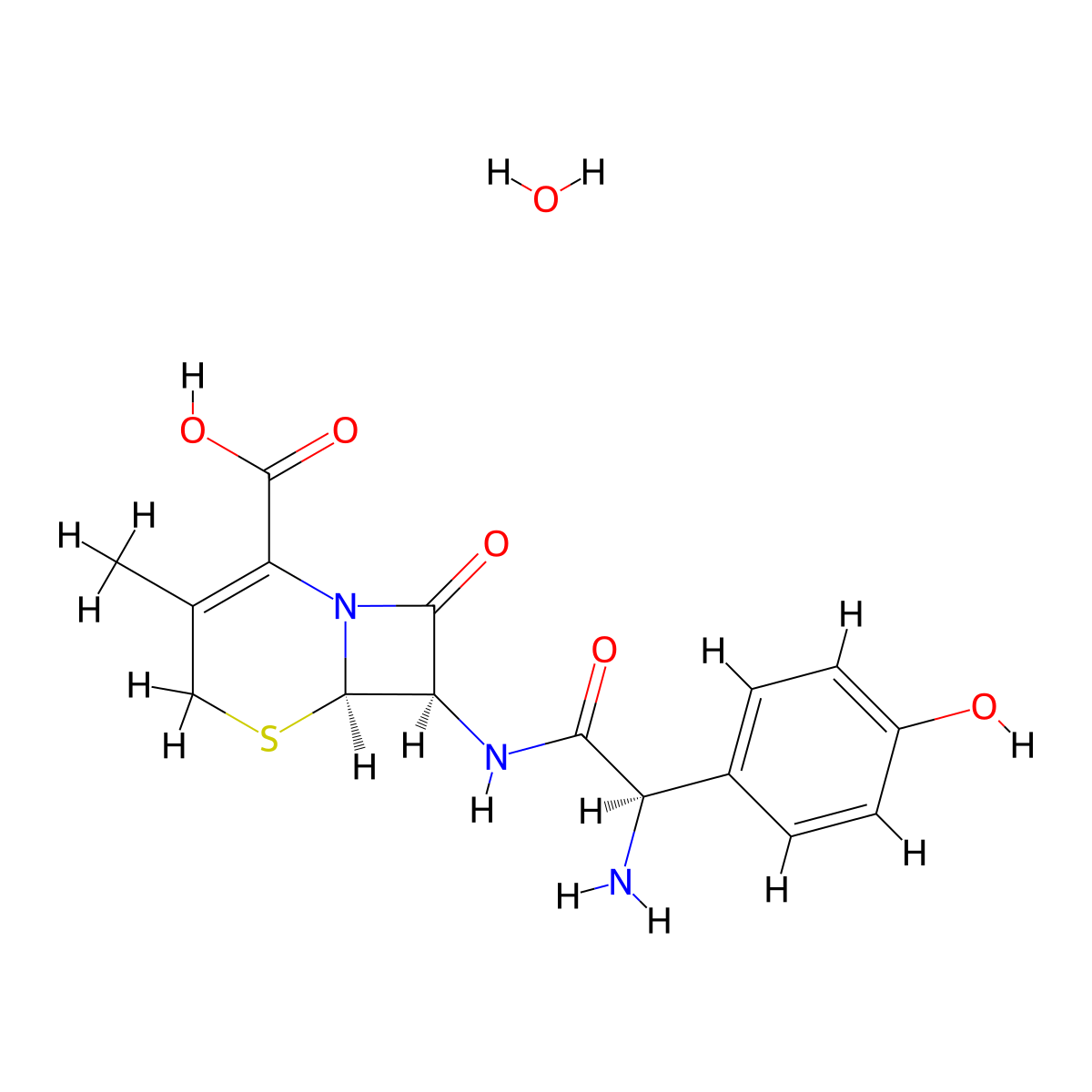 Cefadroxil Monohydrate molecular structure, CAS 66592-87-8