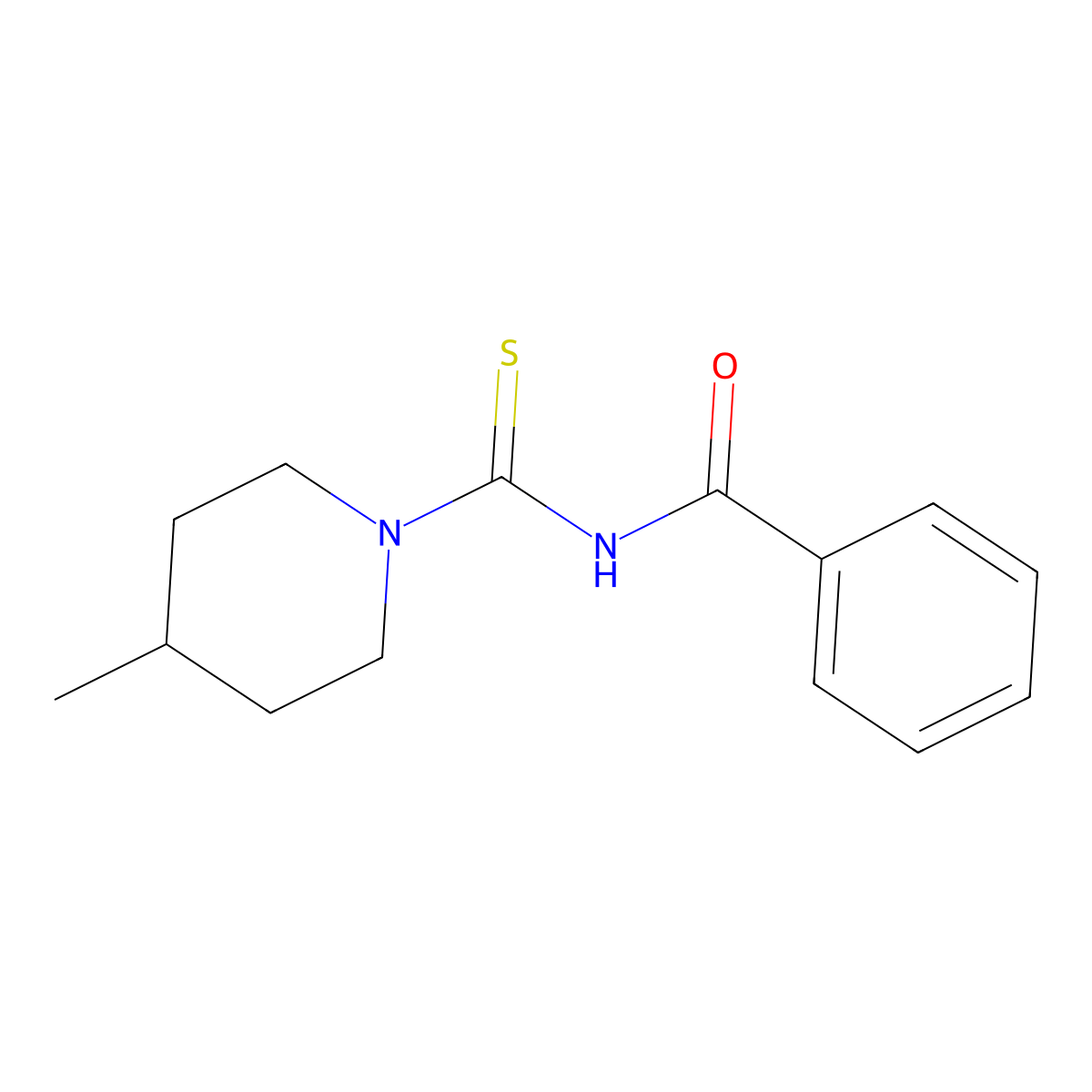 N-(4-methylpiperidine-1-carbothioyl)benzamide molecular structure, CAS 66595-46-8
