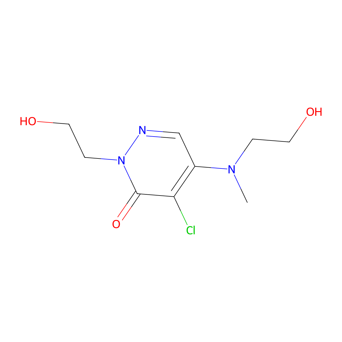 4-Chloro-2-(2-hydroxyethyl)-5-((2-hydroxyethyl)(methyl)amino)-3(2H)-pyridazinone molecular structure, CAS 66597-68-0