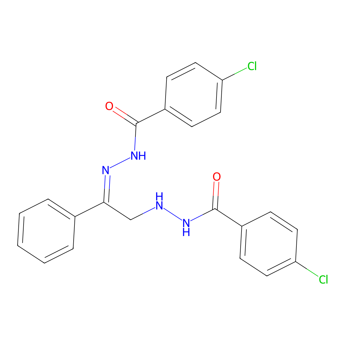 Benzoic acid, 4-chloro-, [2-[2-(4-chlorobenzoyl)hydrazino]-1-phenylethylidene]hydrazide molecular structure, CAS 66600-07-5