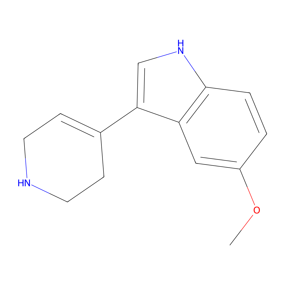 5-Methoxy 3-(1,2,3,6-tetrahydro-4-pyridinyl)1H indole molecular structure, CAS 66611-26-5