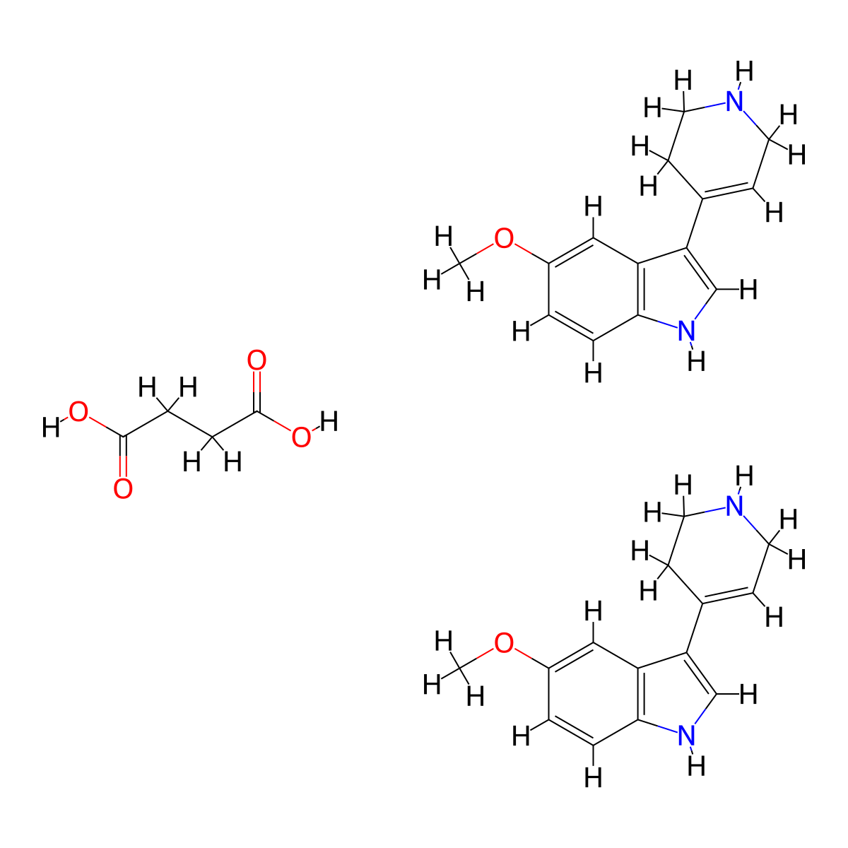 1H-Indole, 5-methoxy-3-(1,2,3,6-tetrahydro-4-pyridinyl)-, succinate (2:1) molecular structure, CAS 66611-27-6