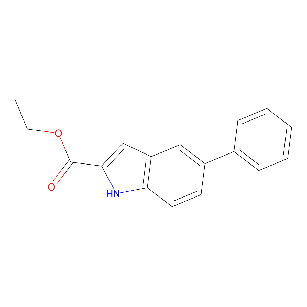 Ethyl 5-phenyl-1H-indole-2-carboxylate molecular structure, CAS 66616-69-1