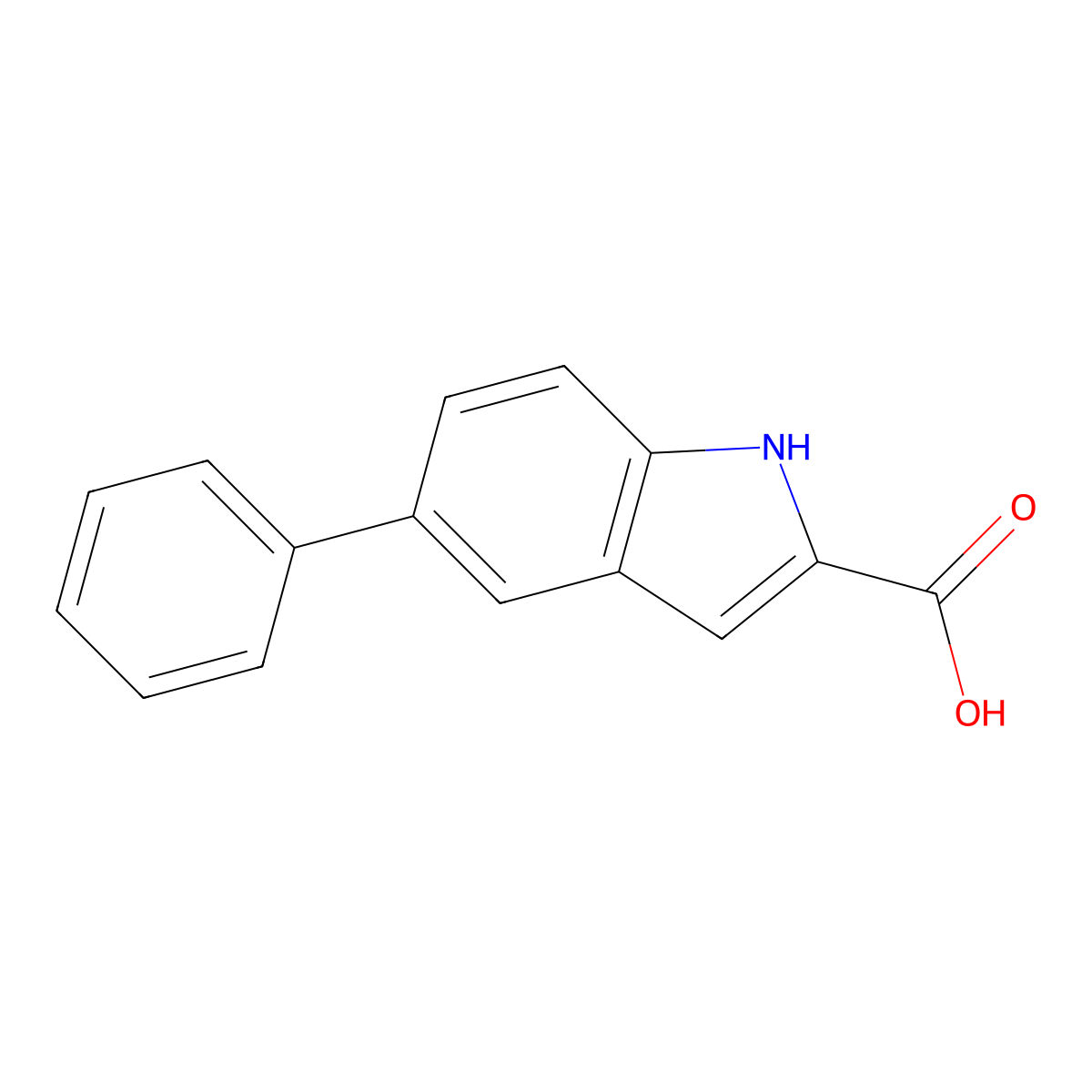 5-Phenyl-1h-indole-2-carboxylic acid molecular structure, CAS 66616-71-5