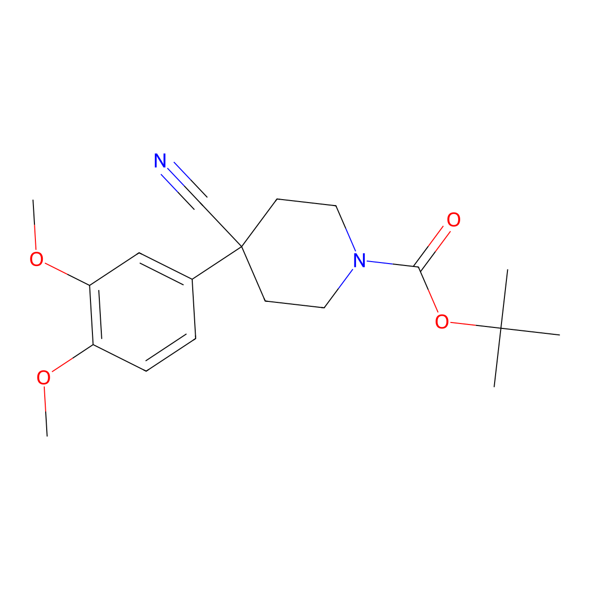 1-Boc-4-cyano-4-(3,4-dimethoxyphenyl)-piperidine molecular structure, CAS 666179-93-7