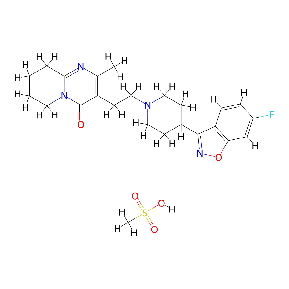 Risperidone mesylate molecular structure, CAS 666179-96-0