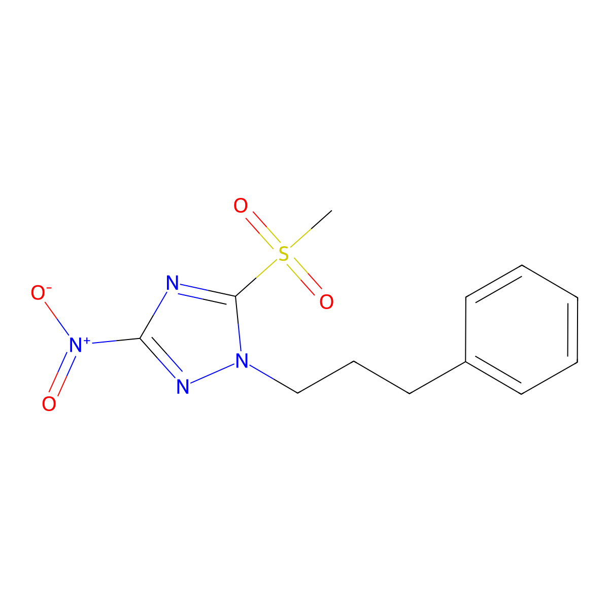 5-Methylsulfonyl-3-nitro-1-(3-phenylpropyl)-1,2,4-triazole molecular structure, CAS 666208-46-4