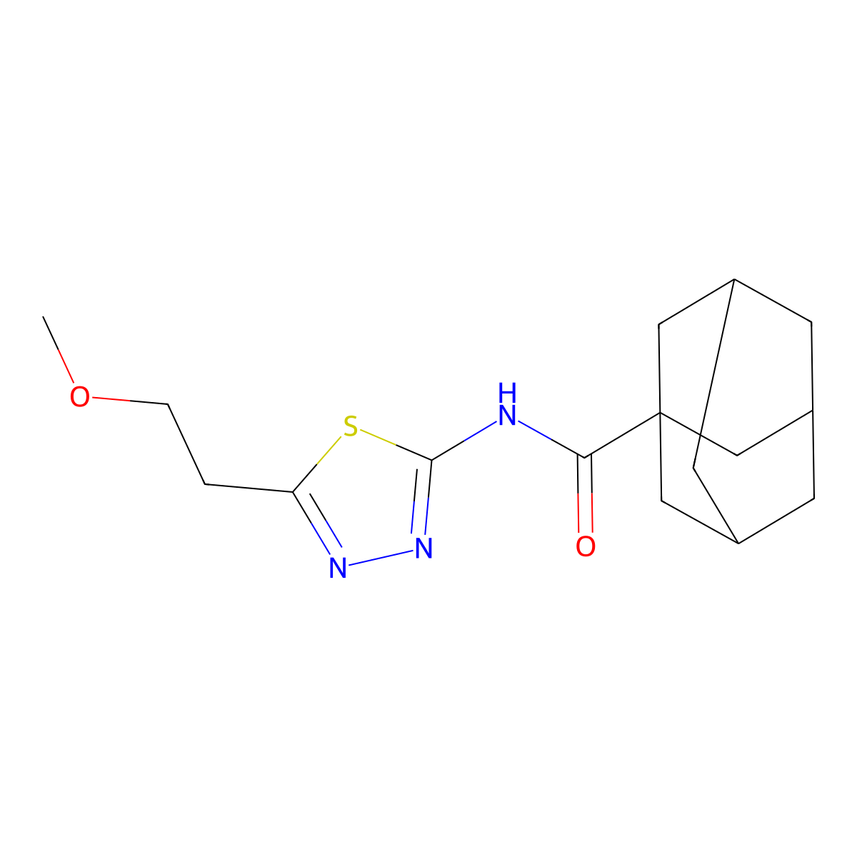 N-[5-(2-methoxyethyl)-1,3,4-thiadiazol-2-yl]adamantane-1-carboxamide molecular structure, CAS 666208-57-7