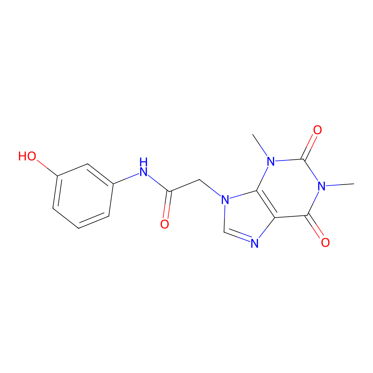 2-(1,3-dimethyl-2,6-dioxopurin-9-yl)-N-(3-hydroxyphenyl)acetamide molecular structure, CAS 666209-42-3
