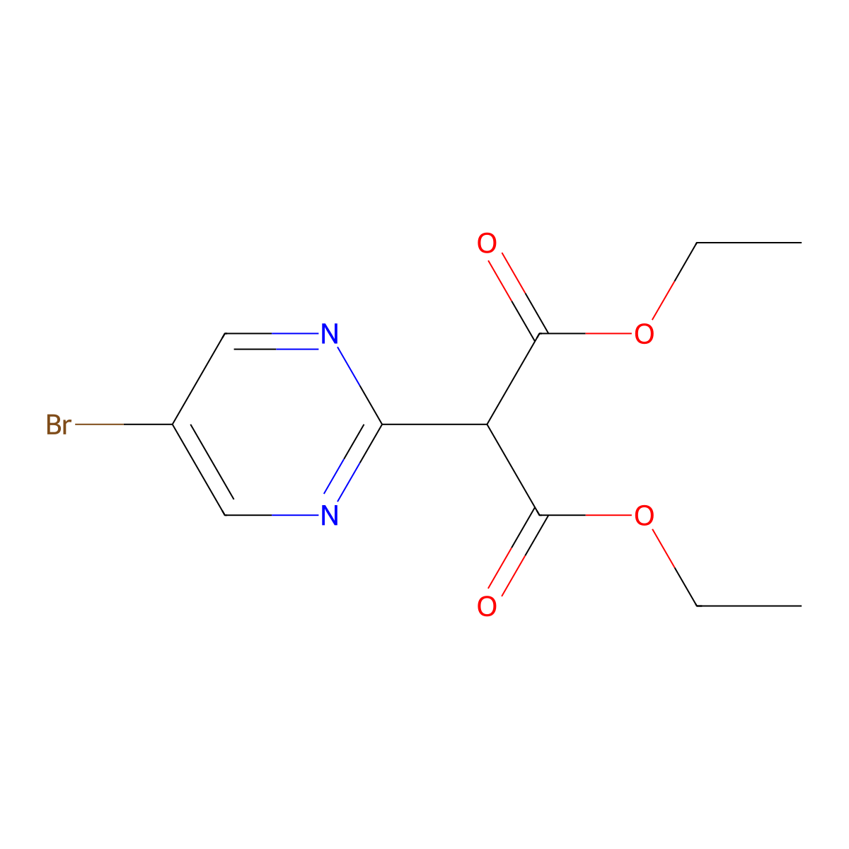 Diethyl 2-(5-bromopyrimidin-2-yl)malonate molecular structure, CAS 66621-92-9