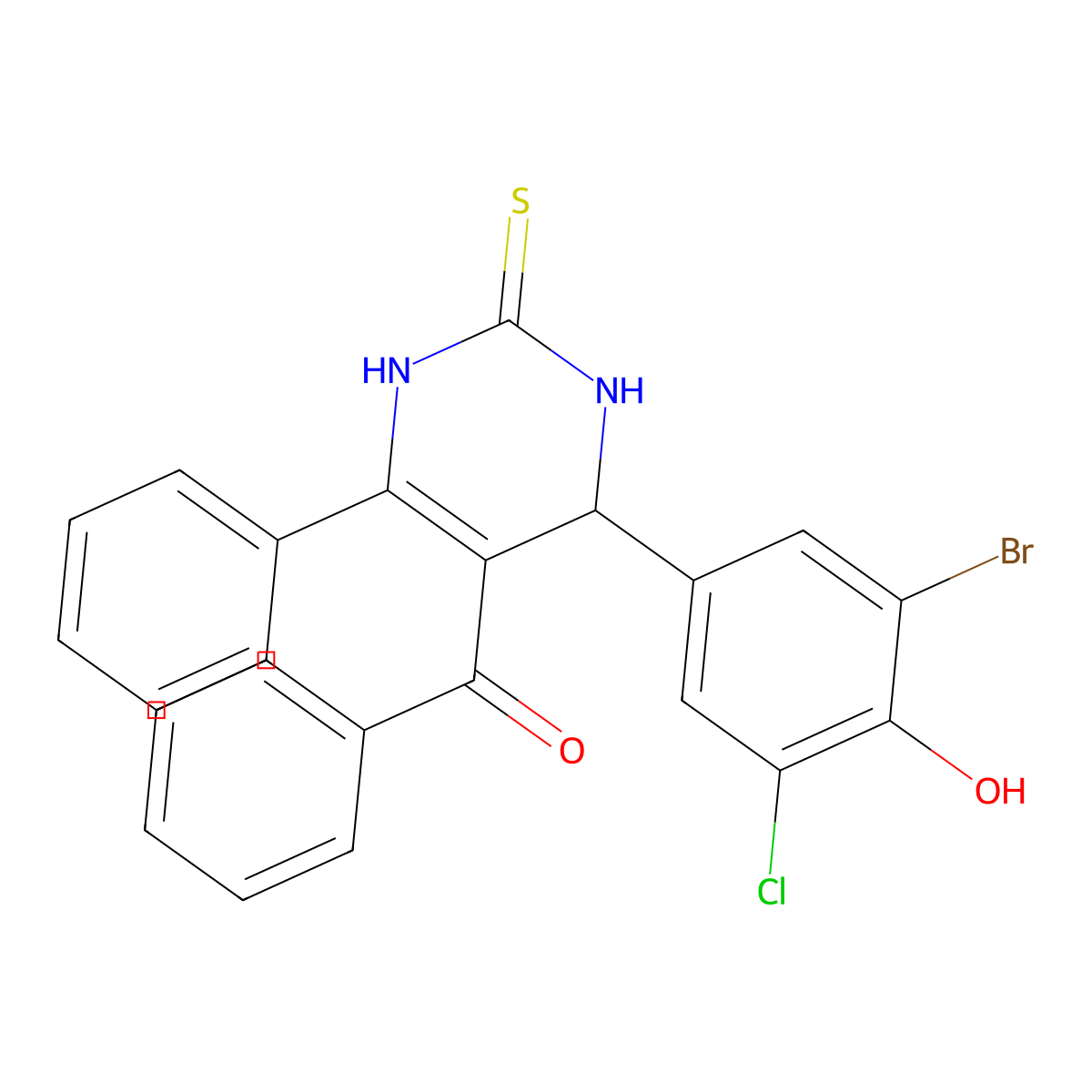 [4-(3-bromo-5-chloro-4-hydroxyphenyl)-6-phenyl-2-sulfanylidene-3,4-dihydro-1H-pyrimidin-5-yl]-phenylmethanone molecular structure, CAS 666210-00-0