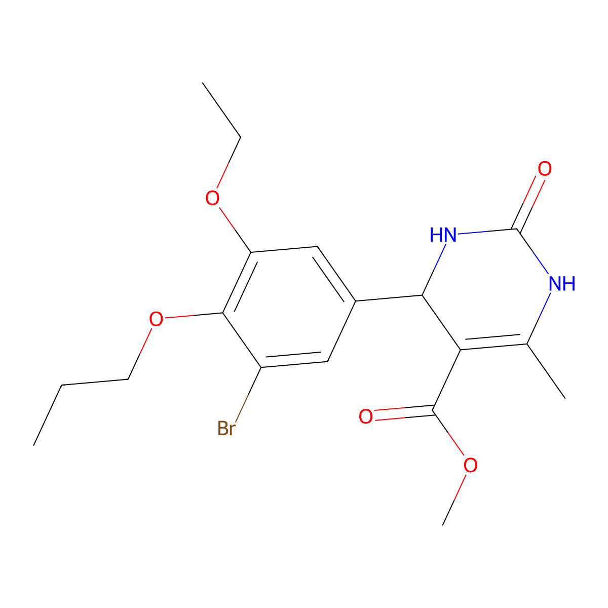 Methyl 4-(3-bromo-5-ethoxy-4-propoxyphenyl)-6-methyl-2-oxo-1,2,3,4-tetrahydro-5-pyrimidinecarboxylate molecular structure, CAS 666210-06-6