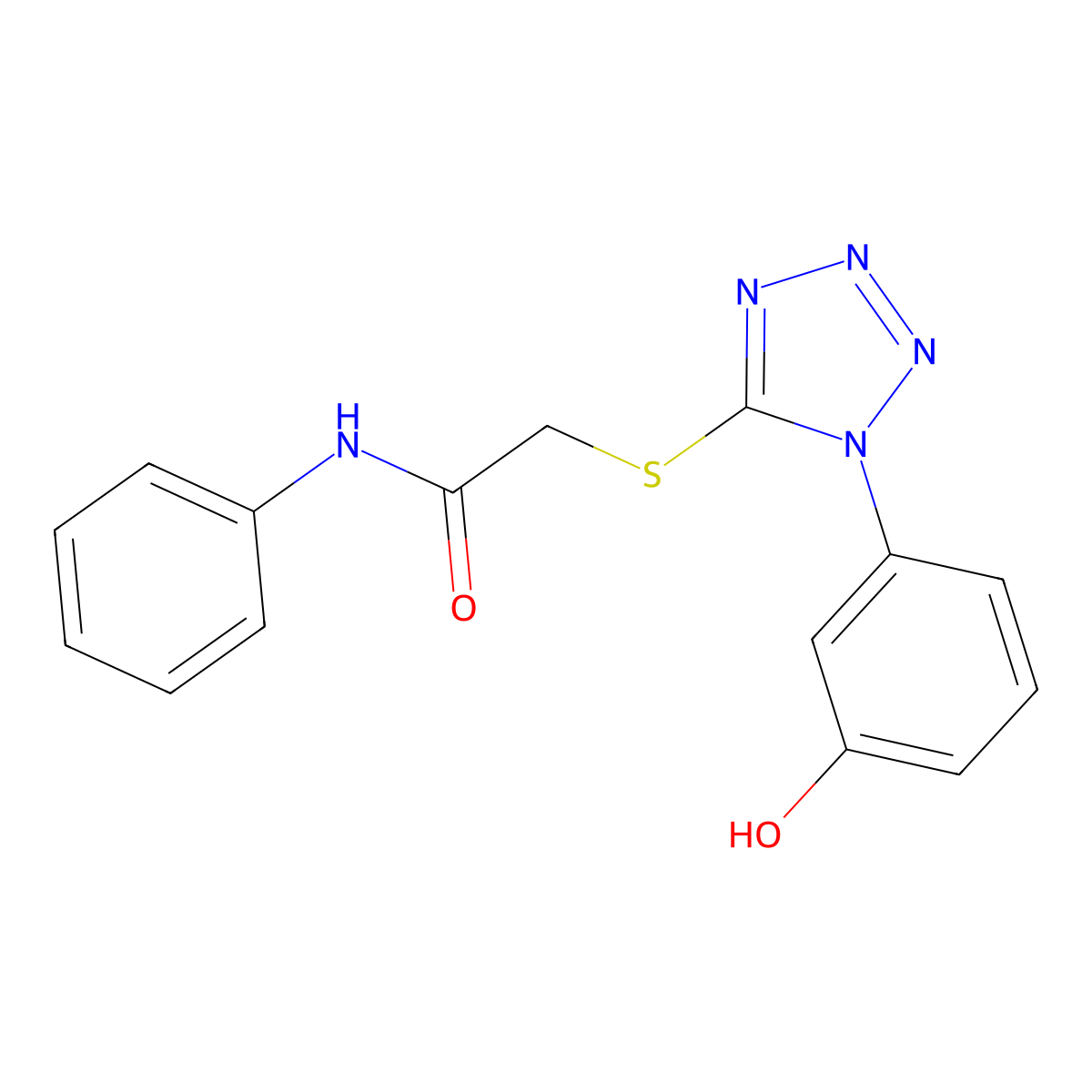 2-[1-(3-hydroxyphenyl)tetrazol-5-yl]sulfanyl-N-phenylacetamide molecular structure, CAS 666210-42-0