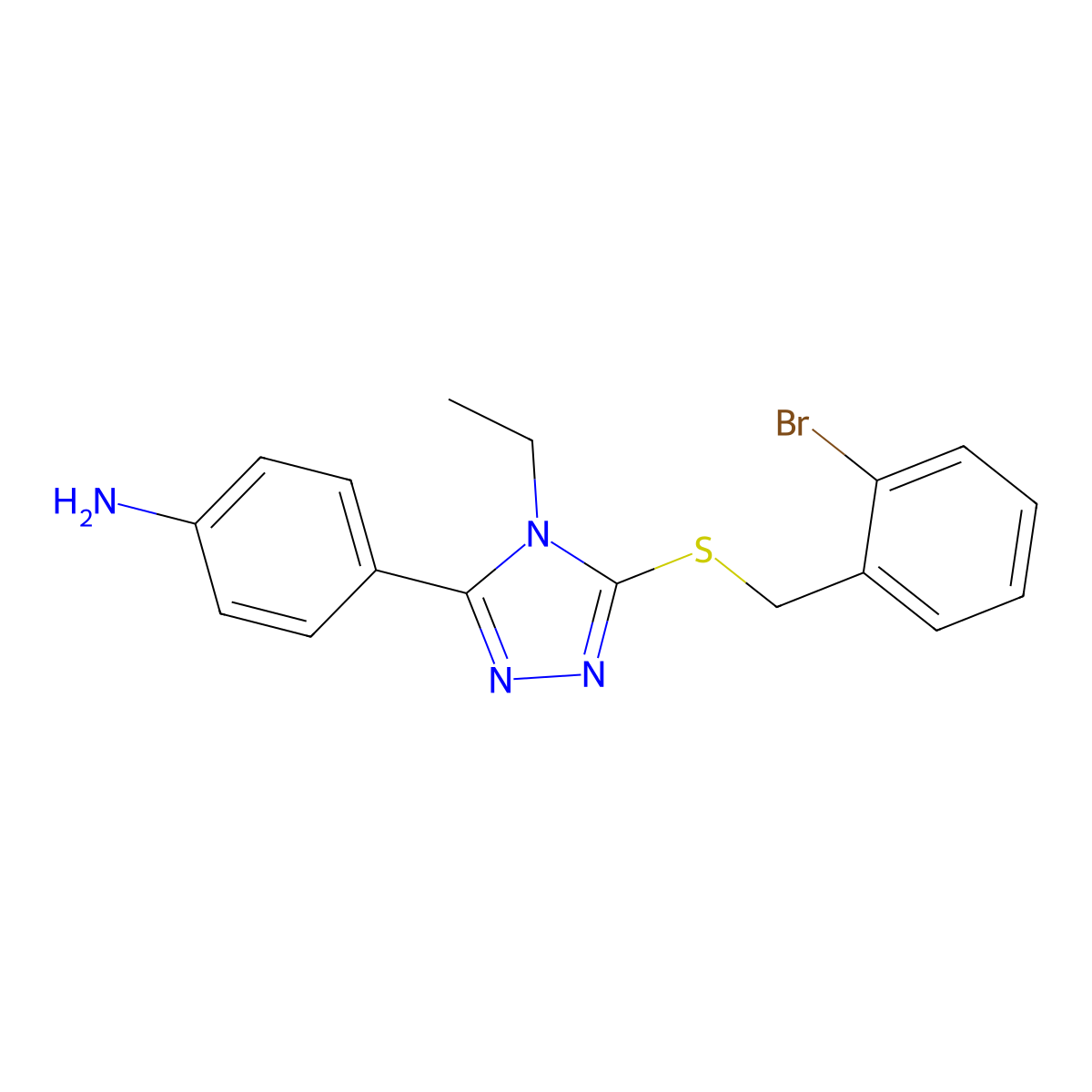 4-[5-[(2-Bromophenyl)methylsulfanyl]-4-ethyl-1,2,4-triazol-3-yl]aniline molecular structure, CAS 666210-57-7