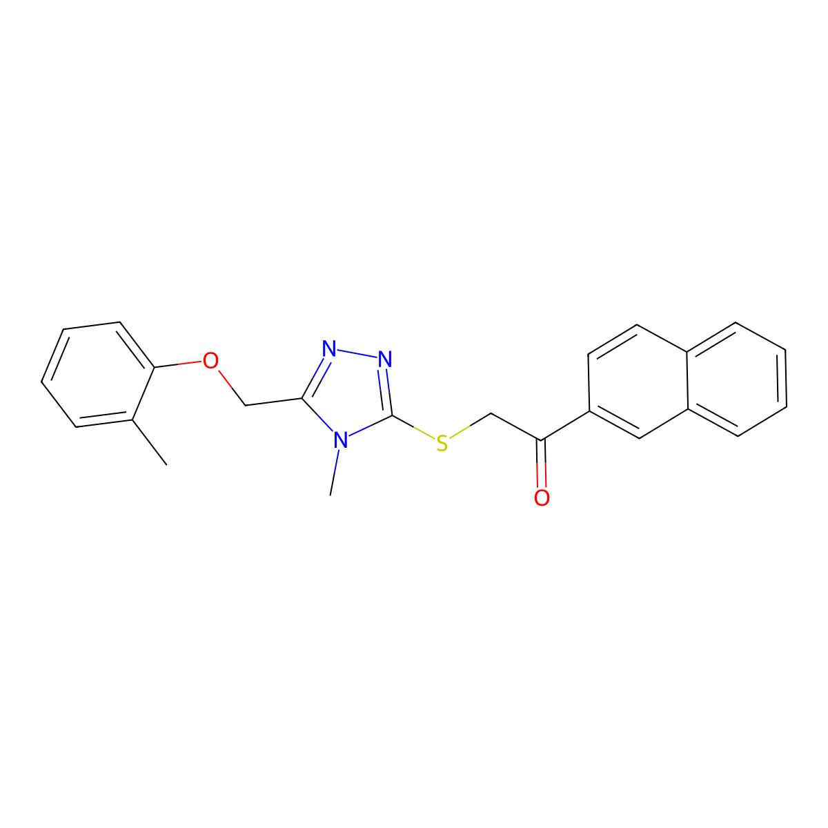 2-[[4-Methyl-5-[(2-methylphenoxy)methyl]-1,2,4-triazol-3-yl]sulfanyl]-1-naphthalen-2-ylethanone molecular structure, CAS 666210-65-7