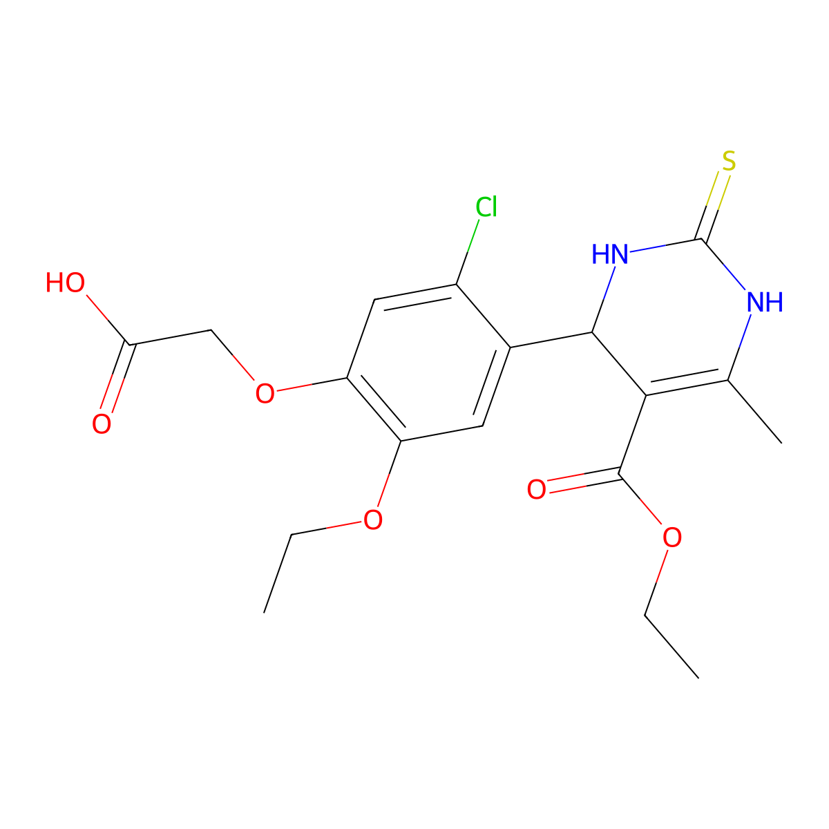 2-[5-chloro-2-ethoxy-4-(5-ethoxycarbonyl-6-methyl-2-sulfanylidene-3,4-dihydro-1H-pyrimidin-4-yl)phenoxy]acetic acid molecular structure, CAS 666211-23-0