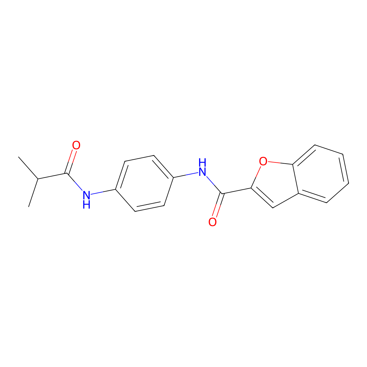 N-[4-(isobutyrylamino)phenyl]-1-benzofuran-2-carboxamide molecular structure, CAS 666211-32-1