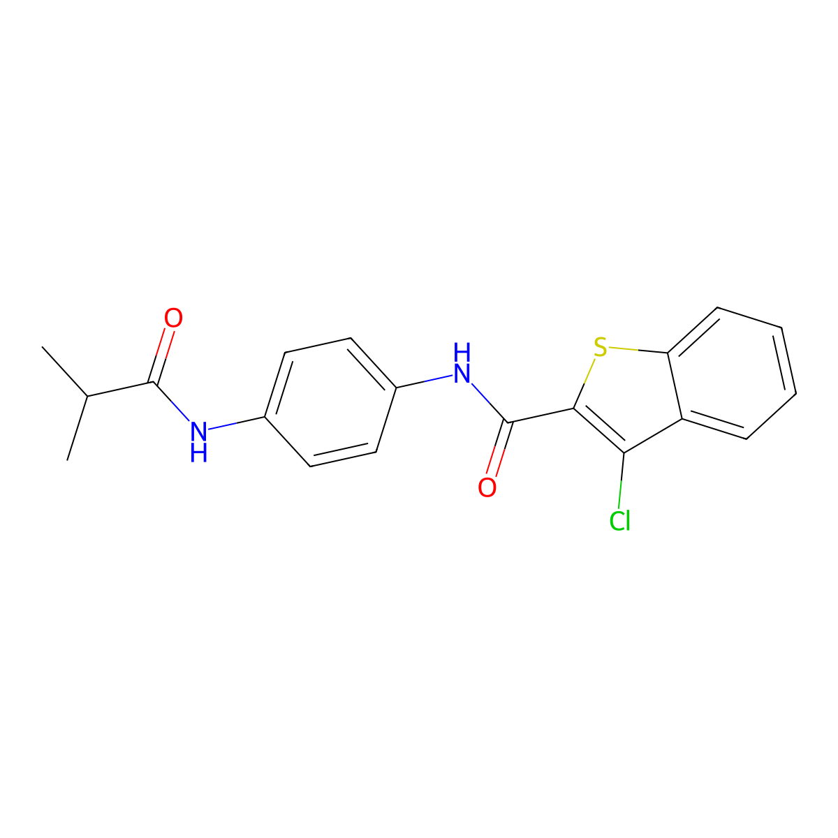 3-chloro-N-[4-(2-methylpropanoylamino)phenyl]-1-benzothiophene-2-carboxamide molecular structure, CAS 666211-34-3