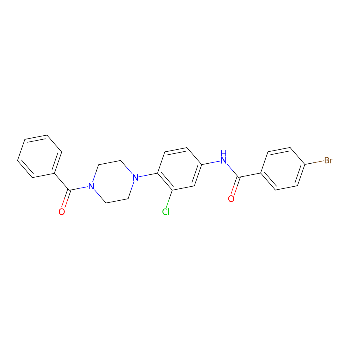 N-[4-(4-benzoylpiperazin-1-yl)-3-chlorophenyl]-4-bromobenzamide molecular structure, CAS 666211-41-2
