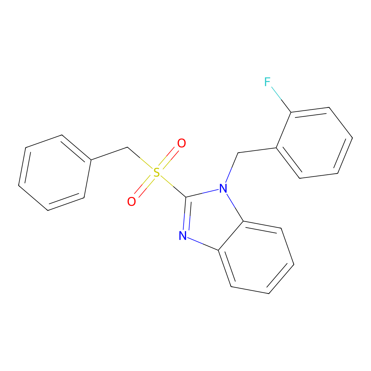 2-Benzylsulfonyl-1-[(2-fluorophenyl)methyl]benzimidazole molecular structure, CAS 666211-52-5