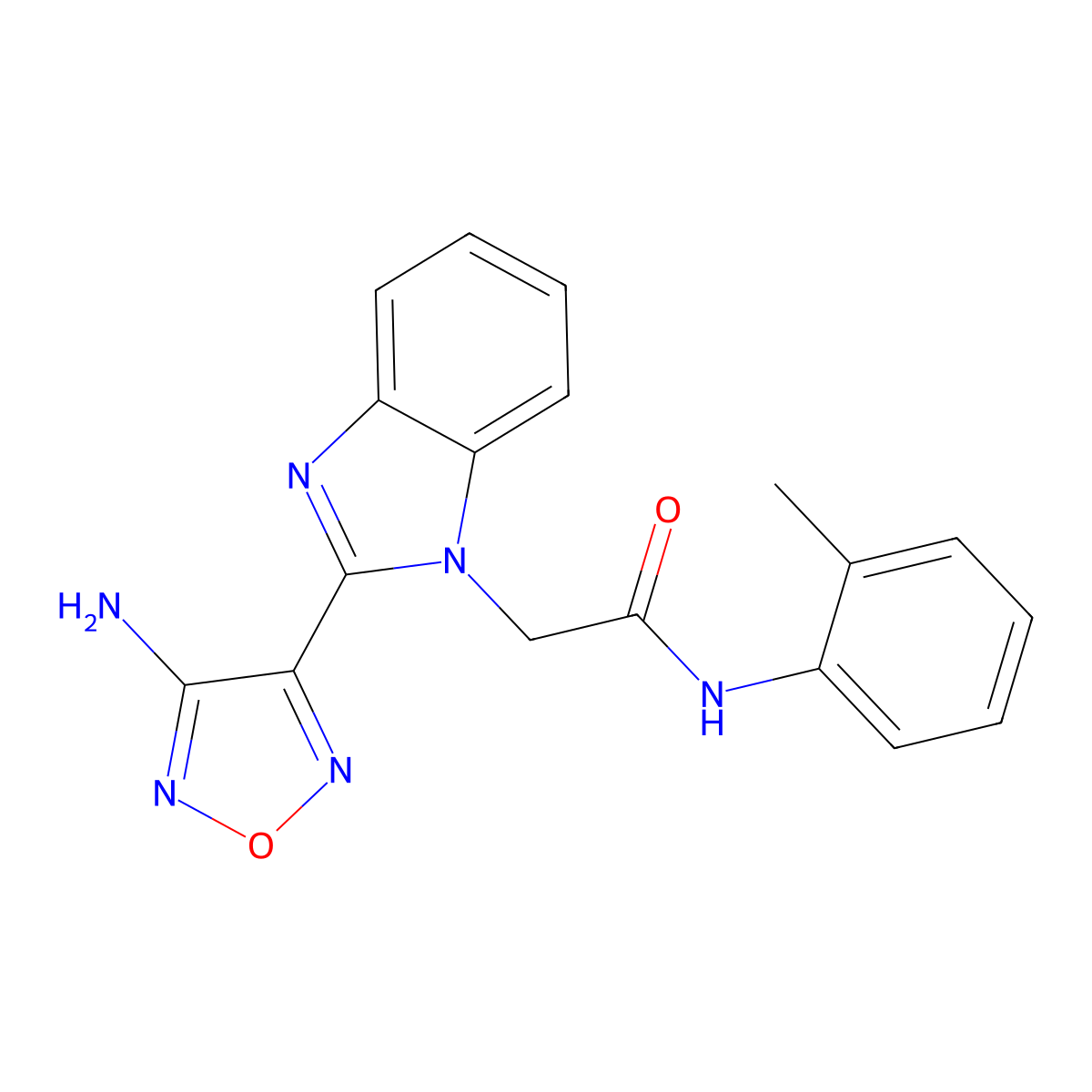 2-[2-(4-amino-1,2,5-oxadiazol-3-yl)benzimidazol-1-yl]-N-(2-methylphenyl)acetamide molecular structure, CAS 666211-78-5