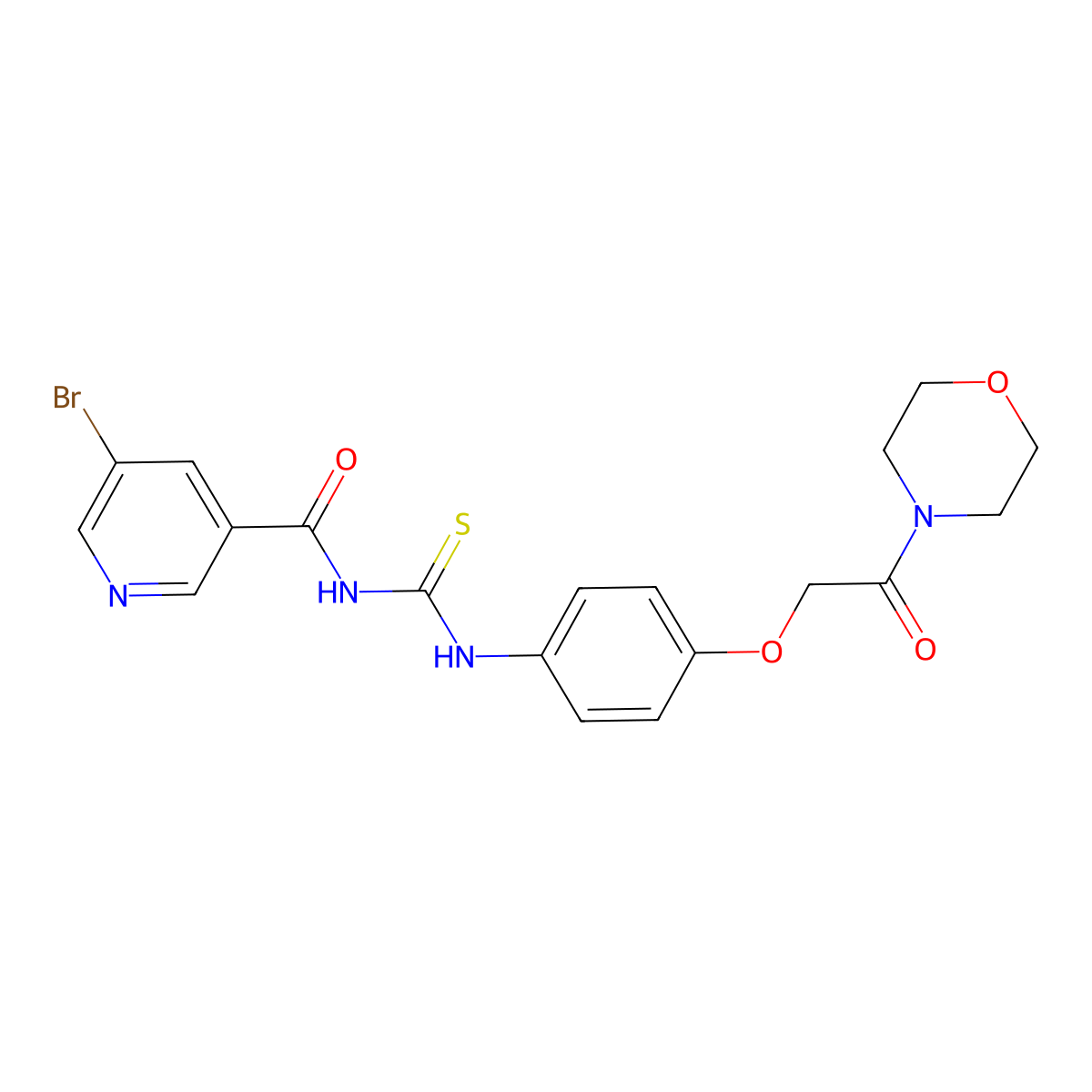 5-bromo-N-[[4-(2-morpholin-4-yl-2-oxoethoxy)phenyl]carbamothioyl]pyridine-3-carboxamide molecular structure, CAS 666211-99-0