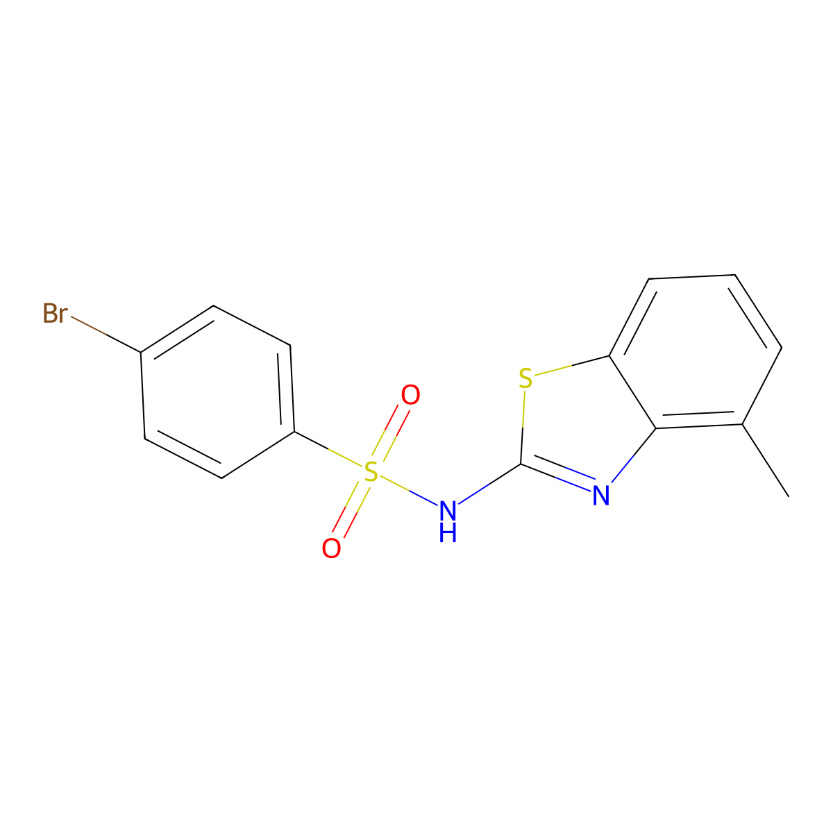 4-bromo-N-(4-methyl-1,3-benzothiazol-2-yl)benzenesulfonamide molecular structure, CAS 666212-86-8