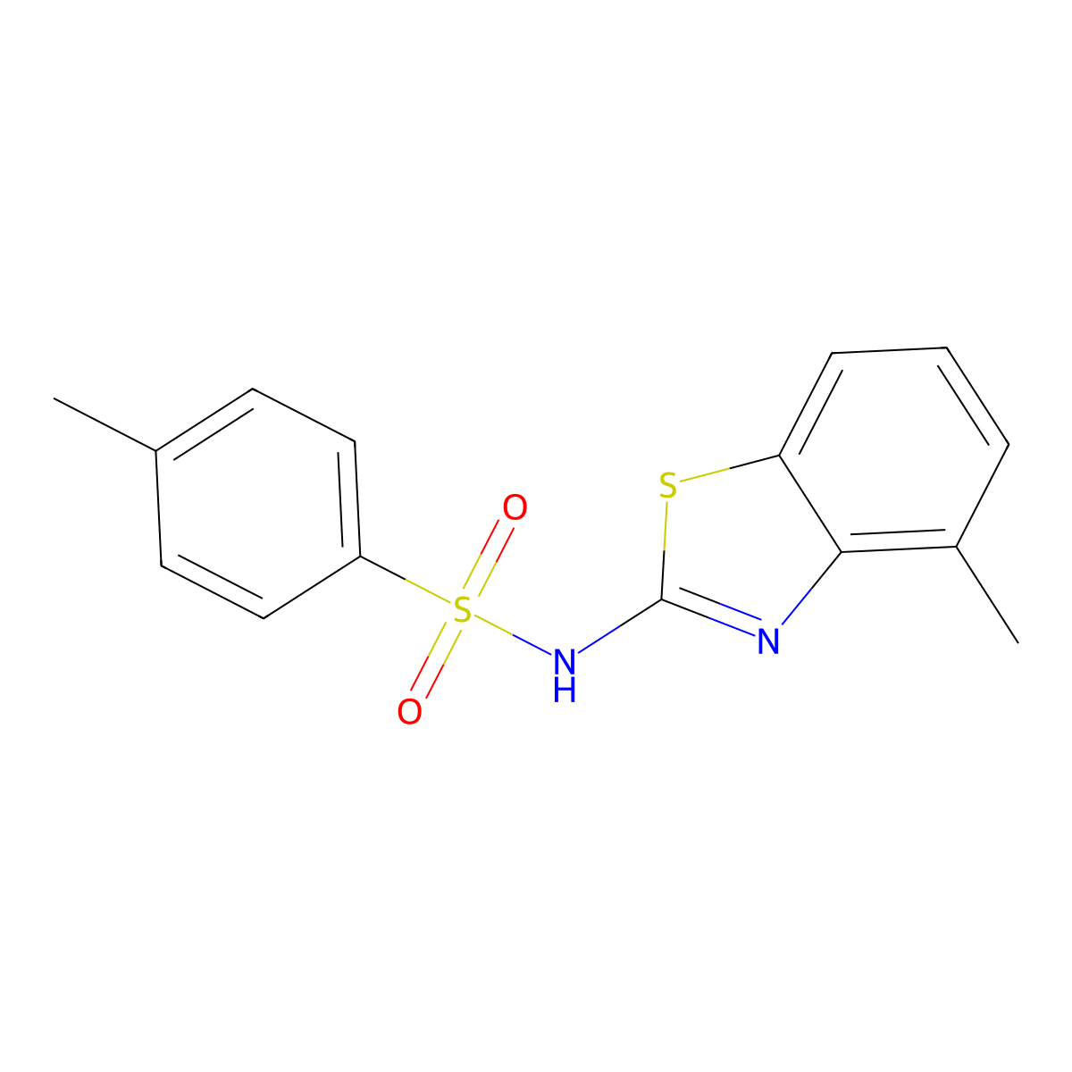 4-methyl-N-(4-methyl-1,3-benzothiazol-2-yl)benzenesulfonamide molecular structure, CAS 666212-87-9