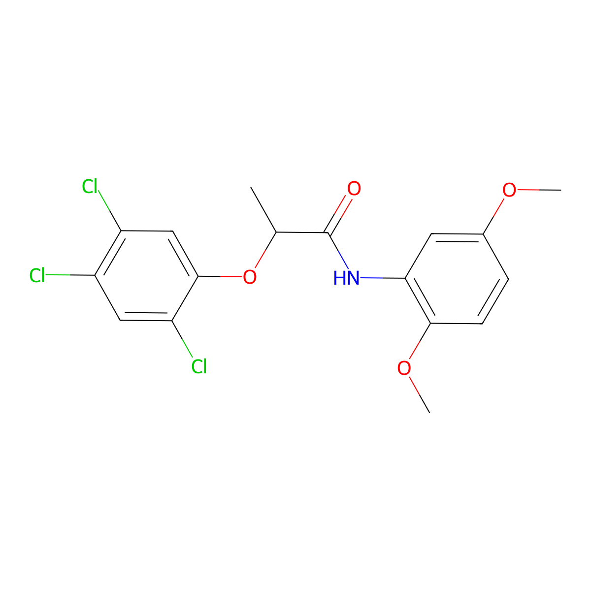 N-(2,5-dimethoxyphenyl)-2-(2,4,5-trichlorophenoxy)propanamide molecular structure, CAS 666213-57-6