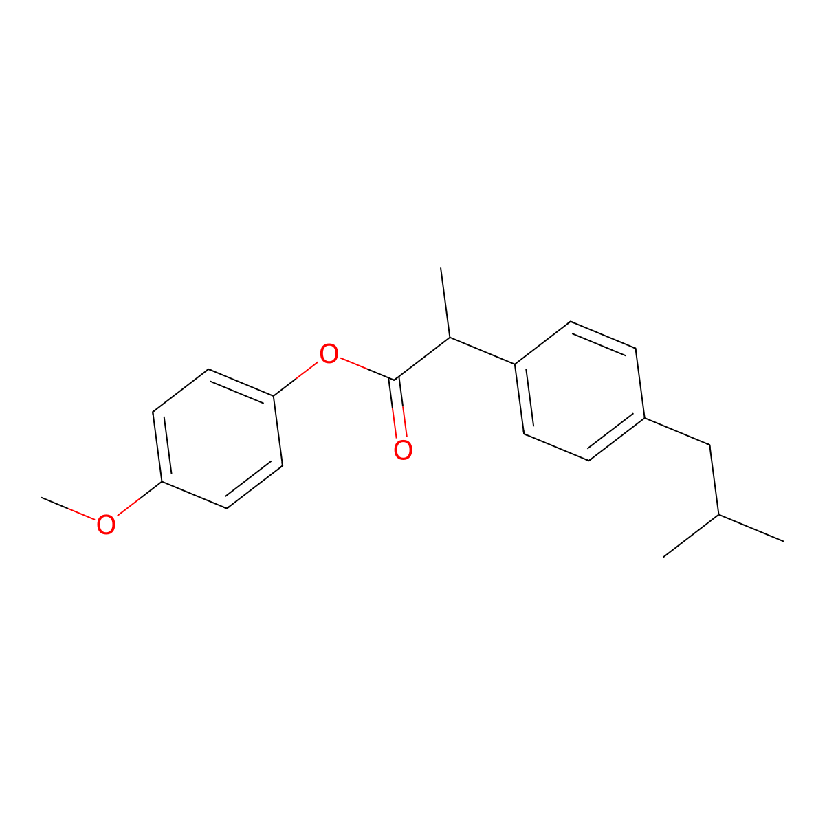 4-Methoxyphenyl 2-(4-isobutylphenyl)propanoate molecular structure, CAS 666214-15-9