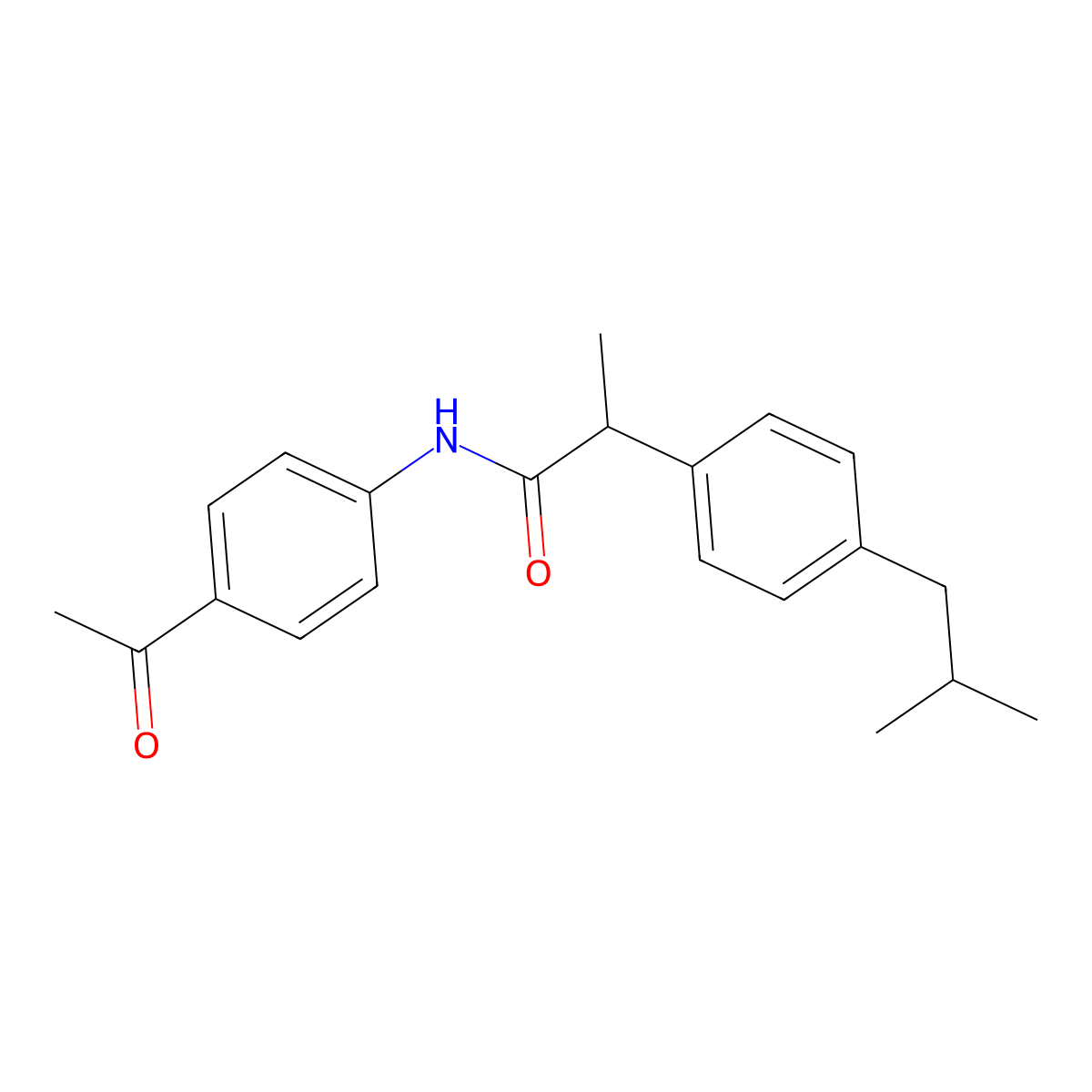 N-(4-acetylphenyl)-2-(4-isobutylphenyl)propanamide molecular structure, CAS 666214-18-2