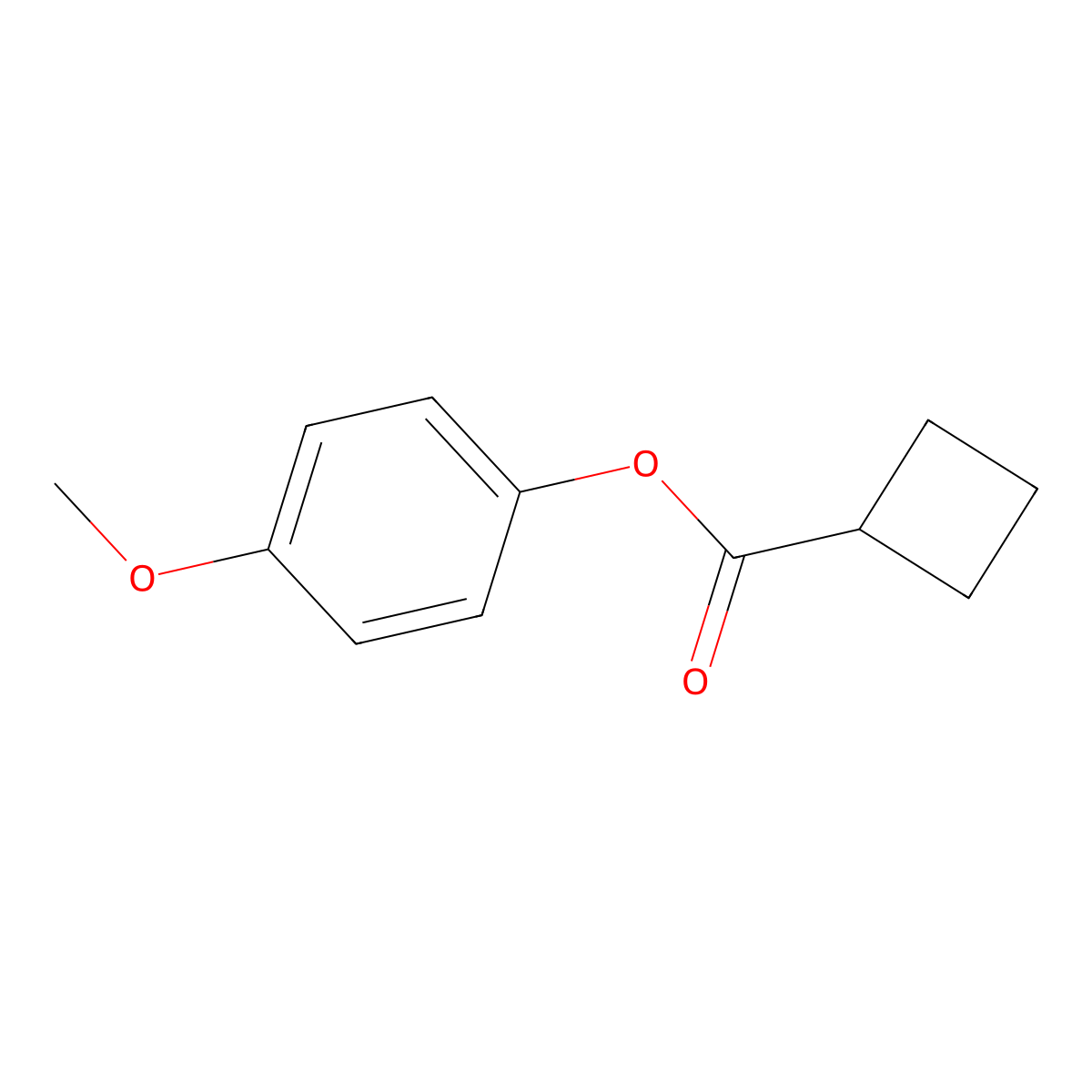 Cyclobutanecarboxylic acid, 4-methoxyphenyl ester molecular structure, CAS 666214-24-0