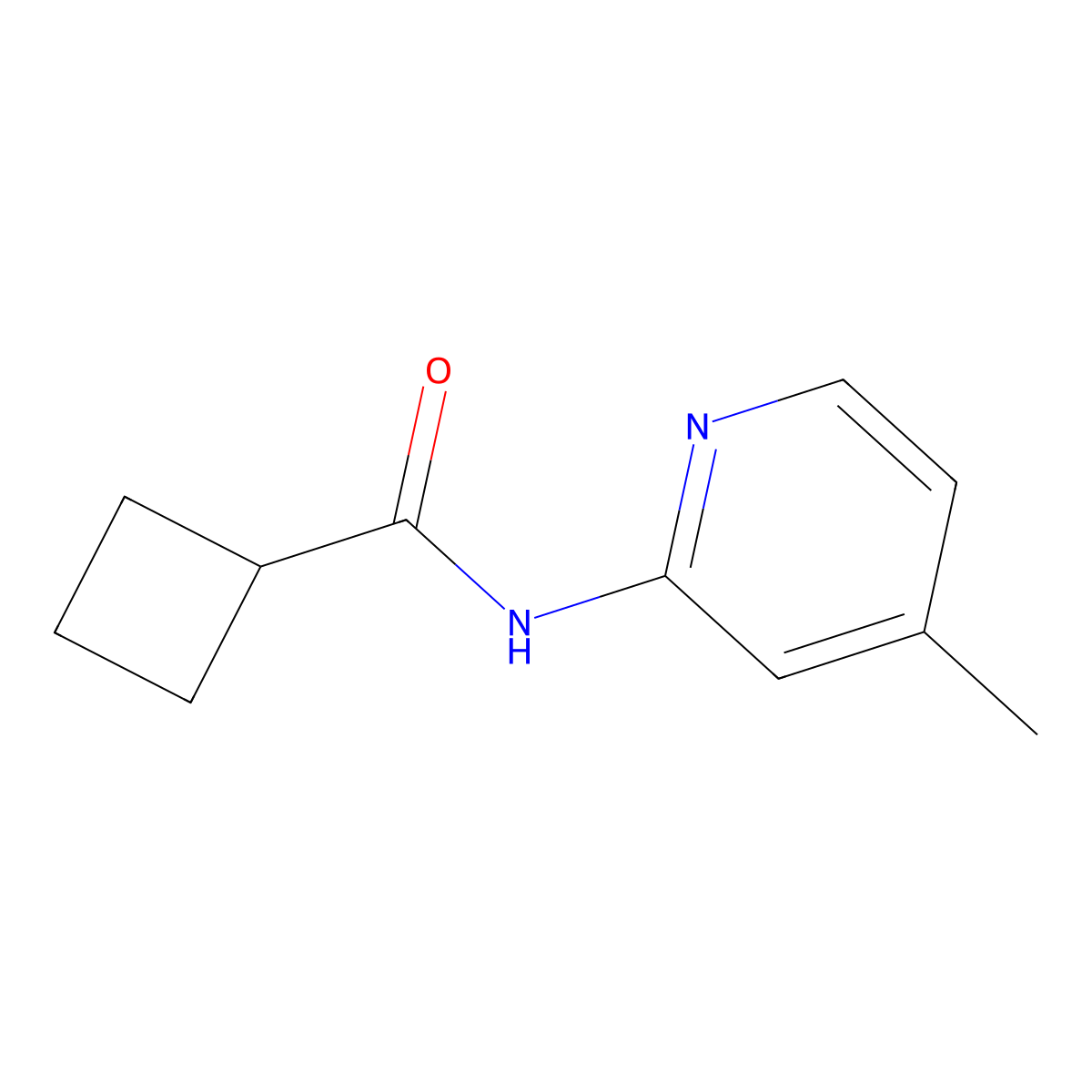 N-(4-methylpyridin-2-yl)cyclobutanecarboxamide molecular structure, CAS 666214-37-5