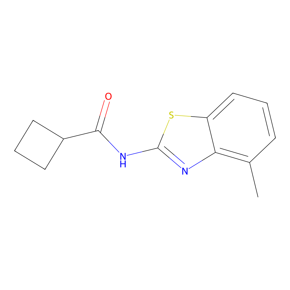 N-(4-methyl-1,3-benzothiazol-2-yl)cyclobutanecarboxamide molecular structure, CAS 666214-38-6