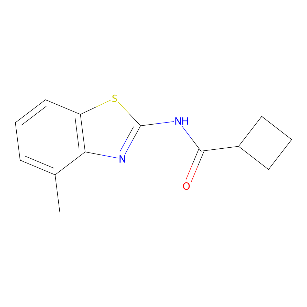 N-(4-methyl-1,3-benzothiazol-2-yl)cyclobutanecarboxamide molecular structure, CAS 666214-38-6