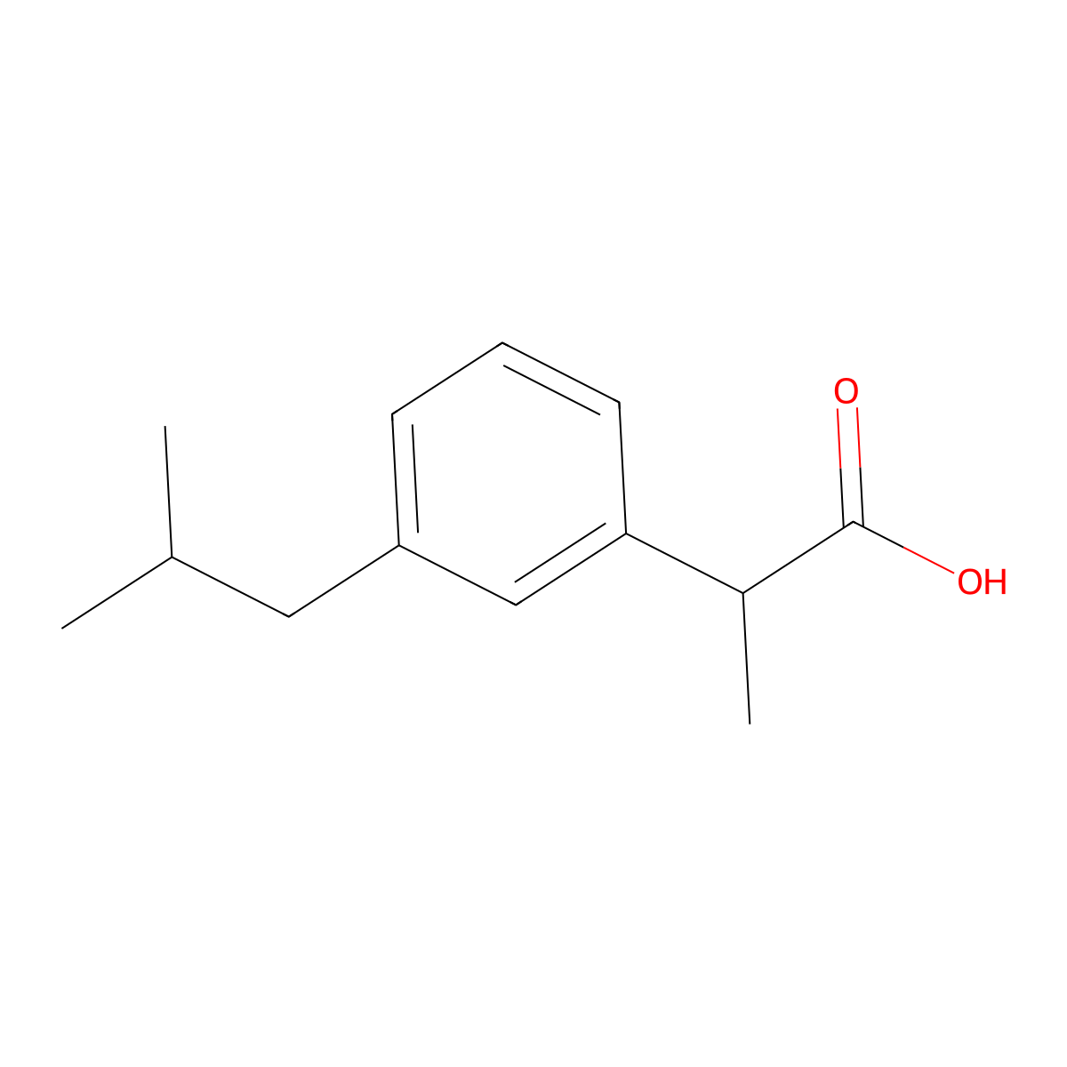 2-(3-(2-Methylpropyl)phenyl)propanoic acid molecular structure, CAS 66622-47-7