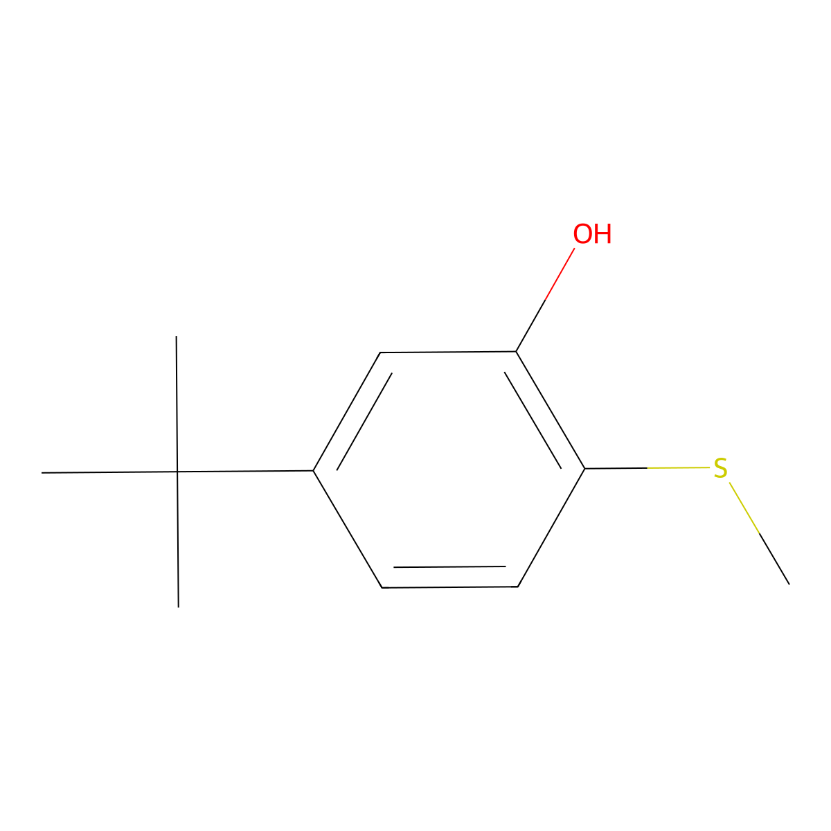 5-Tert-butyl-2-(methylsulfanyl)phenol molecular structure, CAS 66624-05-3