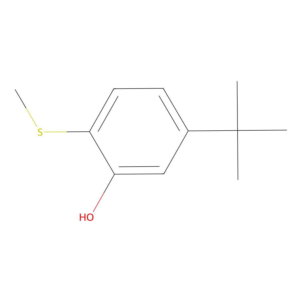 5-Tert-butyl-2-(methylsulfanyl)phenol molecular structure, CAS 66624-05-3