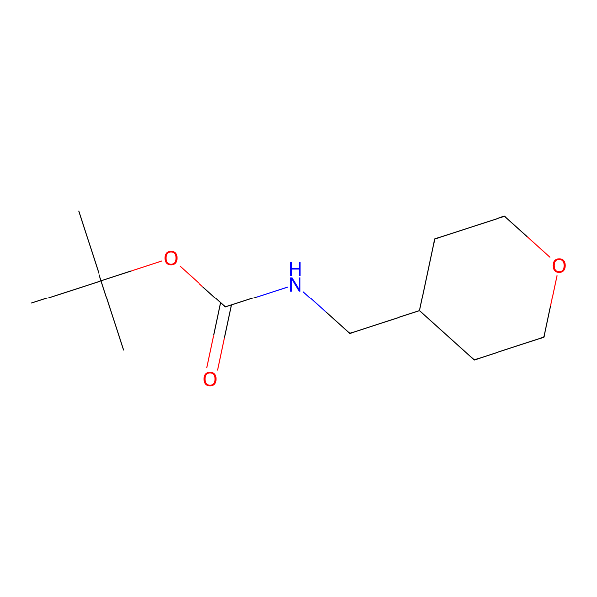 tert-Butyl ((tetrahydro-2H-pyran-4-yl)methyl)carbamate molecular structure, CAS 666262-72-2