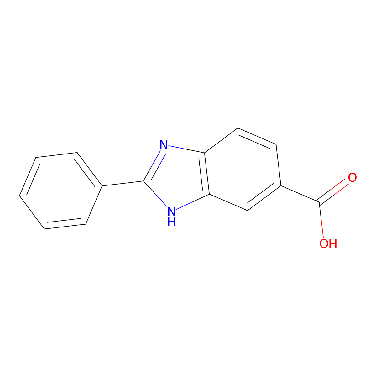 2-phenyl-1H-1,3-benzodiazole-6-carboxylic acid molecular structure, CAS 66630-70-4