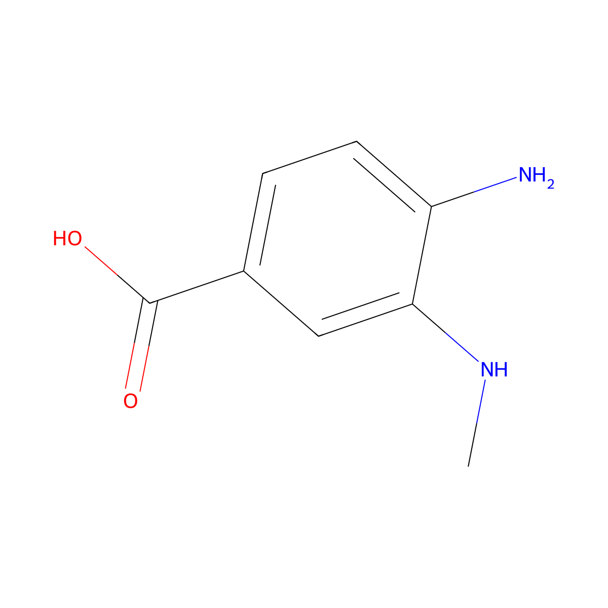 4-Amino-3-(methylamino)benzoic acid molecular structure, CAS 66630-74-8